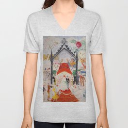 Florine Stettheimer "The Cathedrals of Fifth Avenue" V Neck T Shirt