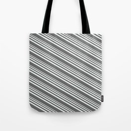 [ Thumbnail: Mint Cream & Dim Gray Colored Pattern of Stripes Tote Bag ]