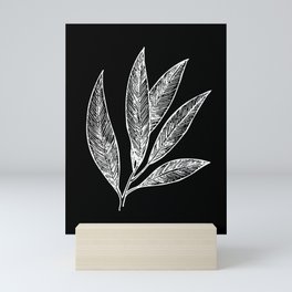 Elegant Leaves Nature Black White Mini Art Print