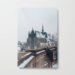 Snowy View of Leiden, the Netherlands Metal Print