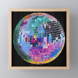 Disco Ball Digital Oil Paint Teal Framed Mini Art Print