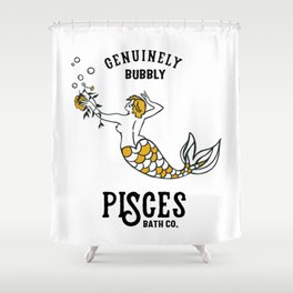"Pisces: Genuinely Bubbly Bath Co." Zodiac-Inspired Art  Shower Curtain