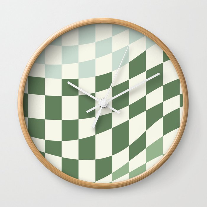 Sage green shades warp checked Wall Clock