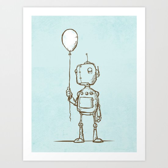 A Robot's Balloon Art Print