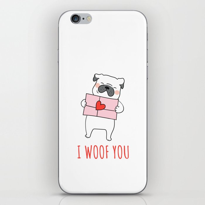 cute funny cartoon dog love letter gift heart Valentine's day iPhone Skin