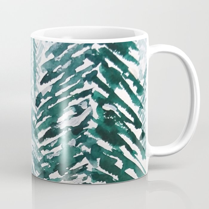 snowy pine forest in green Coffee Mug