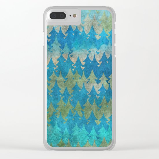 The secret forest - Abstract aqua turquoise Forest tree pattern Clear iPhone Case