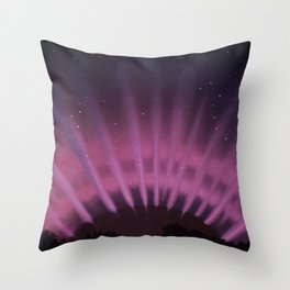 Vintage Aurora Borealis northern lights poster in magenta - pink Throw Pillow