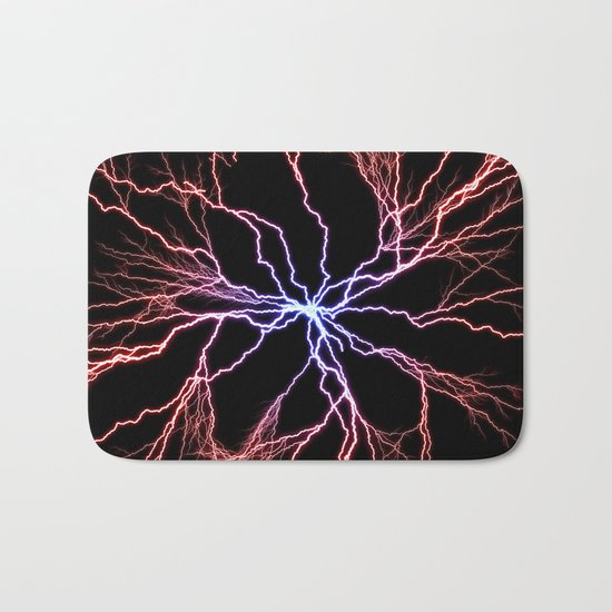 Electrical Lightning Discharge Blue to Red Bath Mat