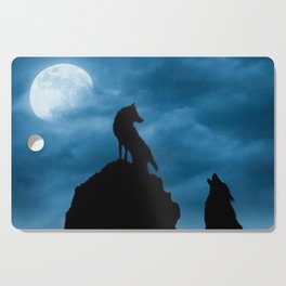 Wolves in a Blue Moonlight Cutting Board