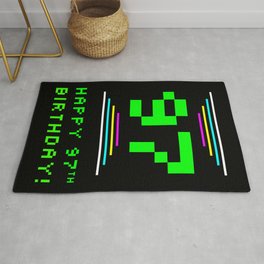 [ Thumbnail: 97th Birthday - Nerdy Geeky Pixelated 8-Bit Computing Graphics Inspired Look Rug ]