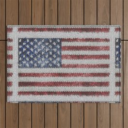 Knitted Stars And Stripes American Flag Outdoor Rug