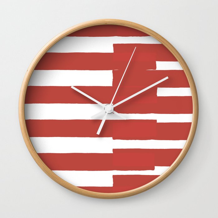 Big Stripes In Red Wall Clock