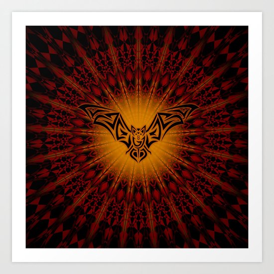 Bat and Mandala Halloween Art Print