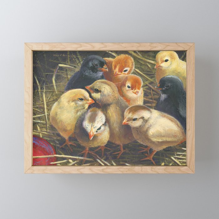baby chicks Framed Mini Art Print