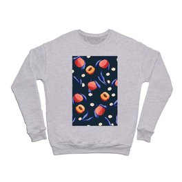 Seamless pattern with hand drawn peaches and floral elements VECTOR Crewneck Sweatshirt