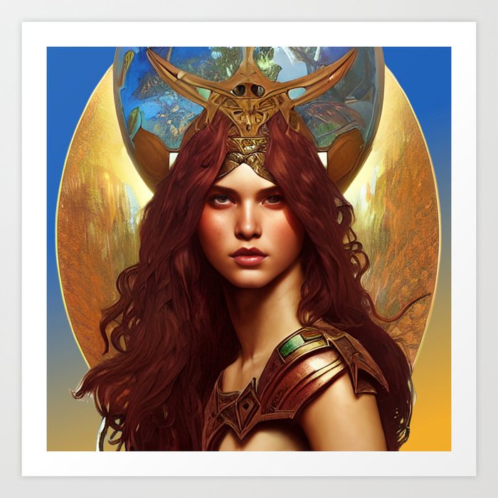 Fantasy Priestess in Front of Alternate Dimensions  Art Print