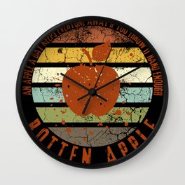 Grunge Sunset Rotten Apple Distressed An Apple a Day Keeps Everyone Away If You Throw It Hard Enough Wall Clock