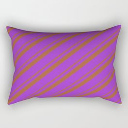 [ Thumbnail: Sienna and Dark Orchid Colored Pattern of Stripes Rectangular Pillow ]