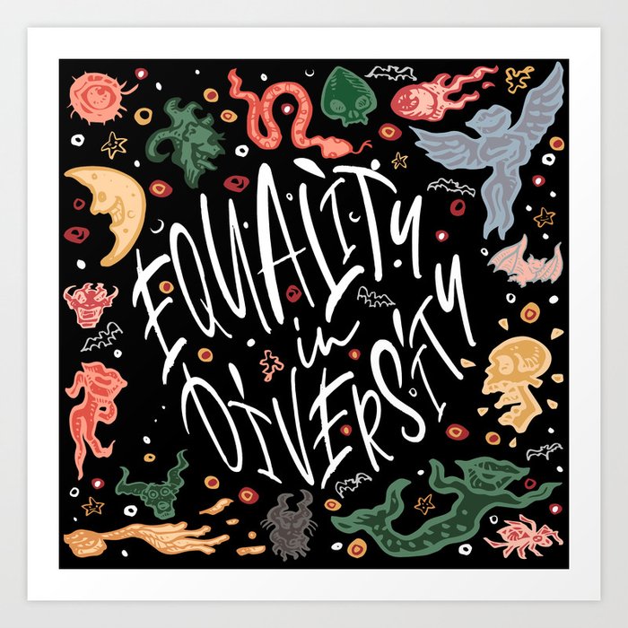 Equality In Diversity Black Party Art Print