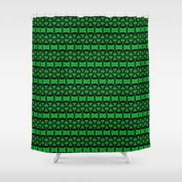 Dividers 02 in Green over Black Shower Curtain