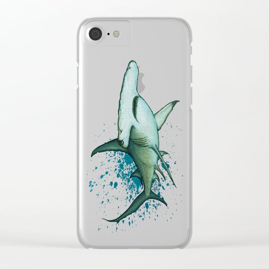 "Great Hammerhead Shark" by Amber Marine ~ Watercolor Painting, (c) 2016 Clear iPhone Case