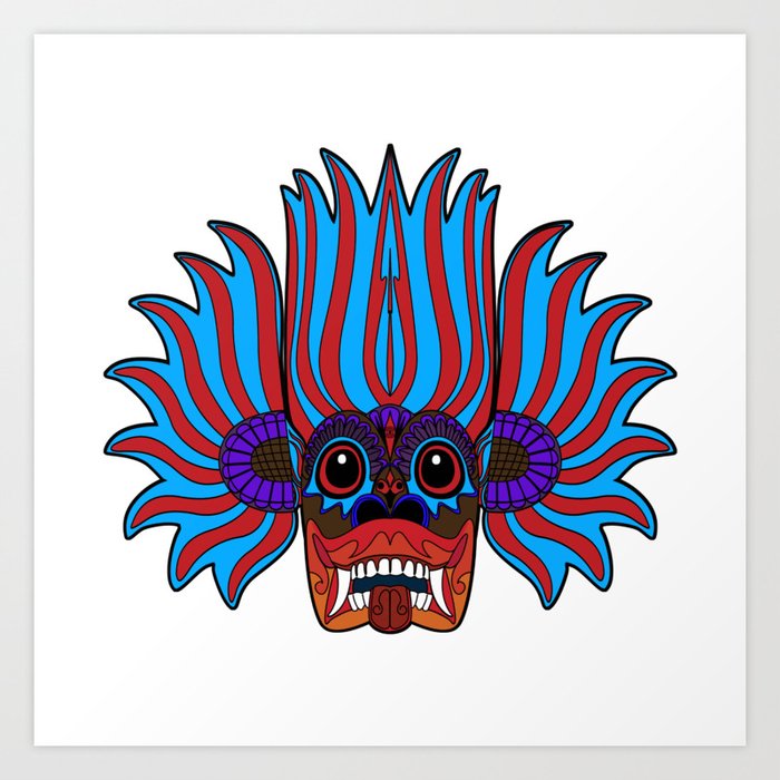 EYECHO Sri Lanka Devil Yaka Mask Blue ii (Yaka, Raaksha)  Art Print
