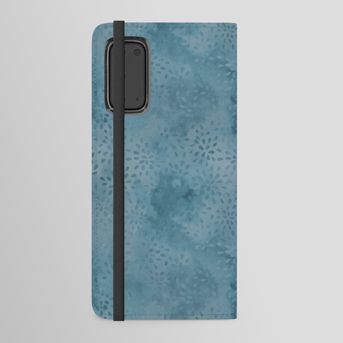 Blue Floral Leaves Batik Pattern Android Wallet Case