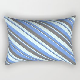 [ Thumbnail: Cornflower Blue, Dim Gray, and Light Cyan Colored Striped Pattern Rectangular Pillow ]