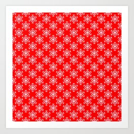 Red & White Snowflakes  Art Print