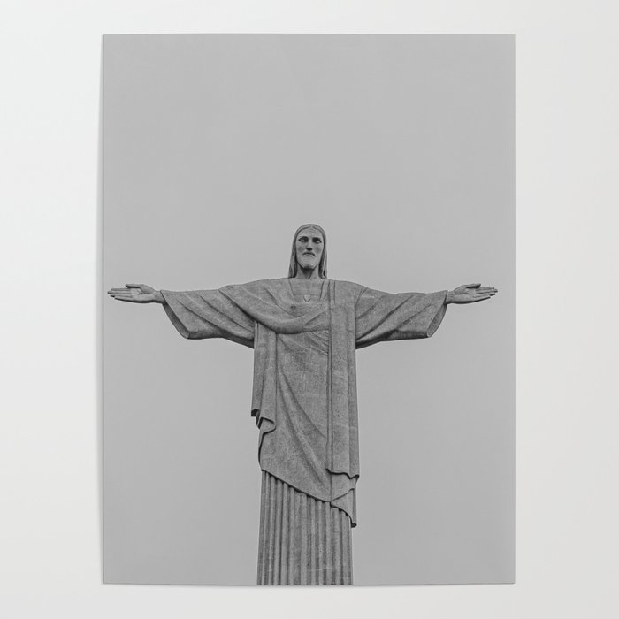 Brazil Photography - Christ The Redeemer Under The Gray Sky Poster