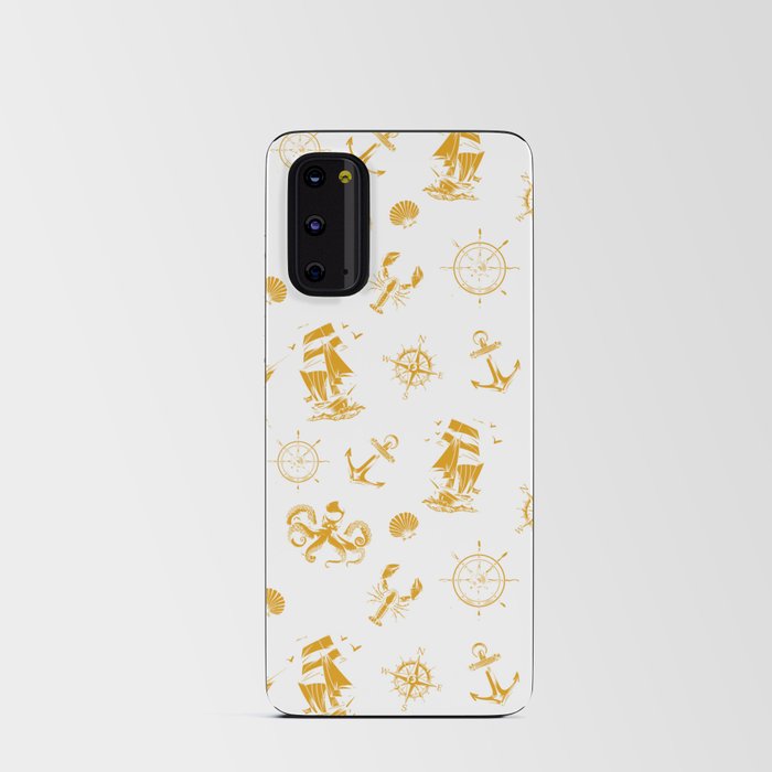 Mustard Silhouettes Of Vintage Nautical Pattern Android Card Case