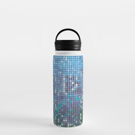 Sequin background. Silver square sequins shimmering in the sun. Reflecting colors of the rainbow including blue, gray, silver, green, black, red, yellow and more. Background and Textures. Photo Booth Water Bottle