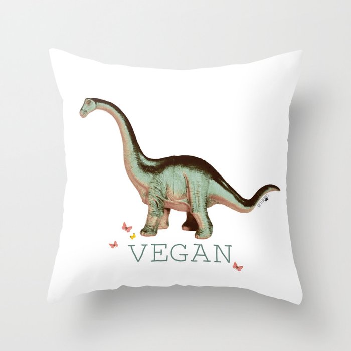 vegan dino: say what?? Throw Pillow