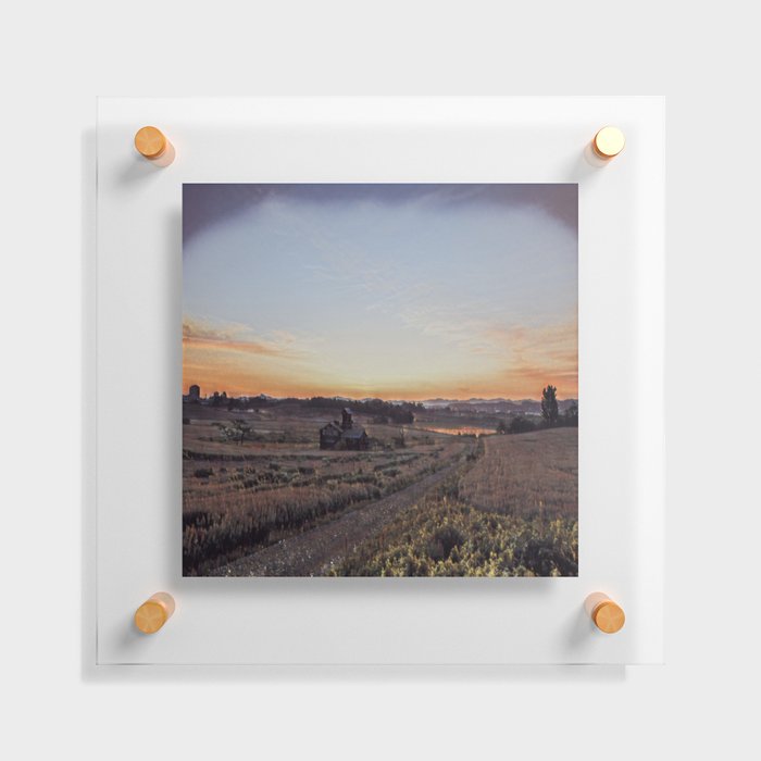 Countryside at sunset Floating Acrylic Print