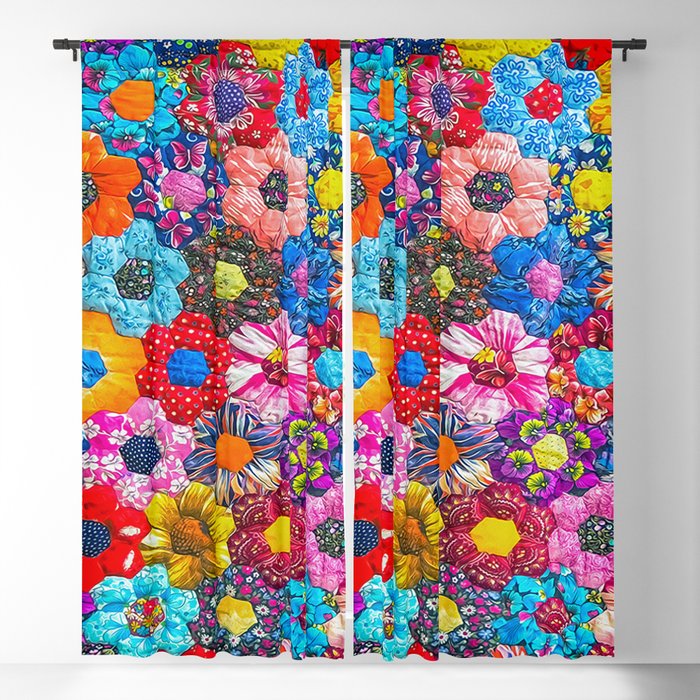 Hippie Flower Power Painted Floral Blackout Curtain