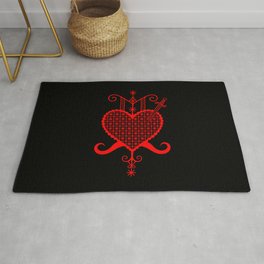 Erzulie Dantor veve Red Area & Throw Rug