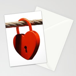 Love Heart Romantic Padlock. Stationery Card