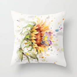 Hand In Hand (Butterfly & Sunflower) Throw Pillow