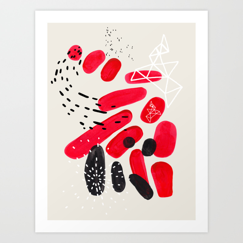 Fun Mid Century Modern Abstract Minimalist Vintage Black Red