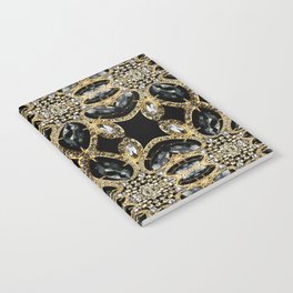  art deco jewelry bohemian champagne gold black rhinestone Notebook