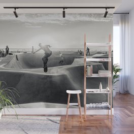 Horizontal Skateboarding Poster Print in Black and White Venice Skatepark Wall Mural