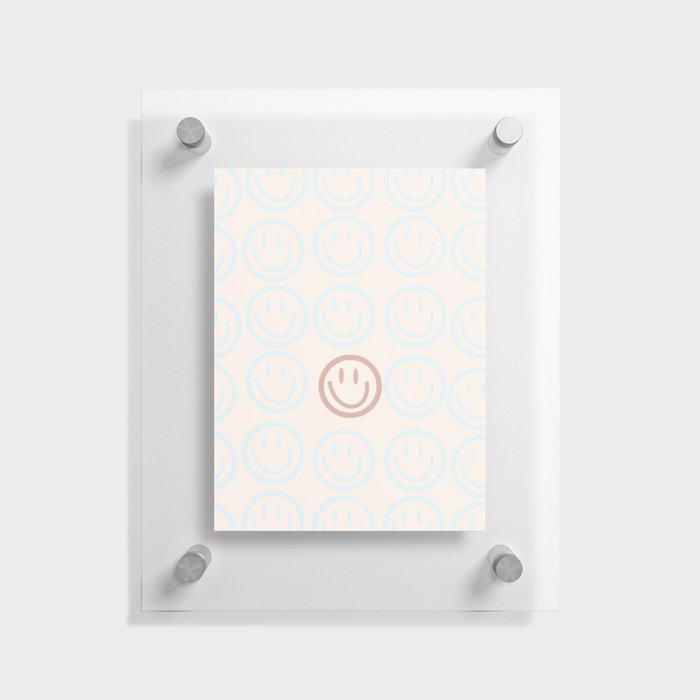 Preppy Smiley Face - Blue and Pink Floating Acrylic Print