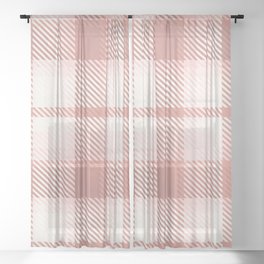 Soft Blush Pink and White Buffalo Check Plaid Sheer Curtain