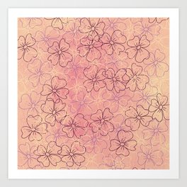 Peachy pink flower pattern  Art Print | Illustrationpattern, Backtoschool, Digital, Kristakitszart, Pattern, Sweetpattern, Girly, Meditative, Softpastels, Girls 