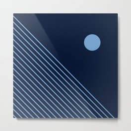 Moon and abstract waves Metal Print