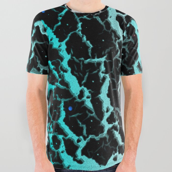 Cracked Space Lava - Cyan/White All Over Graphic Tee