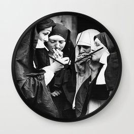 Smoking Nuns Wall Clock