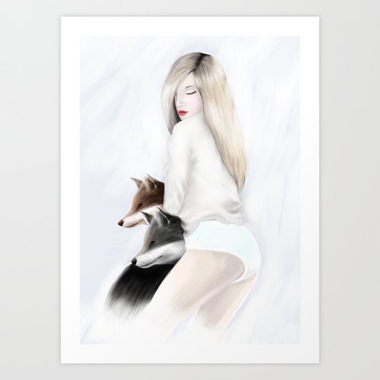 women_fox Art Print