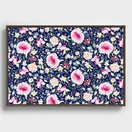 Pink peonies watercolor floral botanicals | Zaylee Raine Collection Framed Canvas